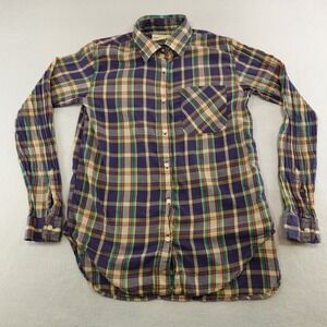 Denim&Supply Ralph Lauren Women S/P RL Boyfriend Blue Plaid Buttons Lightweight‎
